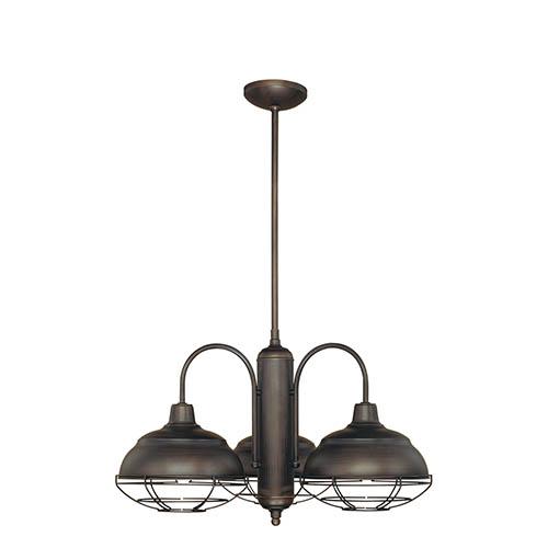 Neo-Industrial 3-Light Chandelier Ceiling Light Rubbed Bronze